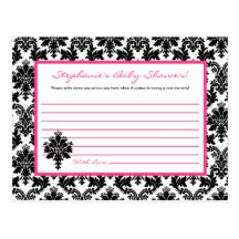 Writable Advice Card Hot Pink Black Damask Post Cards