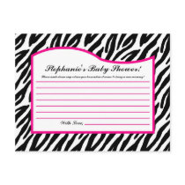 Writable Advice Card Hot Pink Zebra Animal Print Post Cards