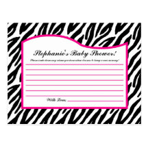 Writable Advice Card Hot Pink Zebra Animal Print Post Cards