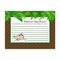 Writable Advice Card MonkeySwing Jungle Safari Zoo Postcards