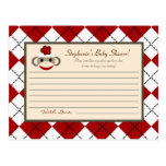 Writable Advice Card Red Sock Monkey Argyle Postcard
