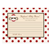 Writable Advice Card Red Sock Monkey Postcards