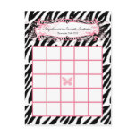 Writable Bingo Card Girly Butterfly Zebra Print Postcard