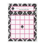 Writable Bingo Card Hot Pink Black Damask Postcards