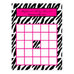 Writable Bingo Card Hot Pink Zebra Print postcards