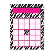 Writable Bingo Card Hot Pink Zebra Print Post Card