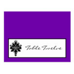 Writable Place Card Black Purple Damask Lace Postcards