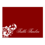 Writable Place Card Crimson Red Floral Filigree Postcard