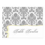 Writable Place Card Gray Yellow Damask Lace Print Post Card