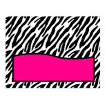 Writable Place Card Hot Pink Zebra Print Post Cards