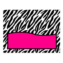 Writable Place Card Hot Pink Zebra Print Post Cards