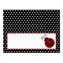 Writable Place Card Red Ladybug Postcards