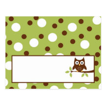 Writable Place Card Woodland Friends Owl Post Cards