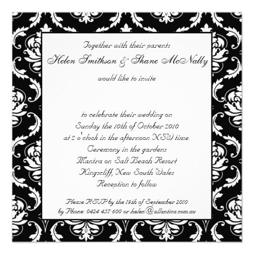 Write Guest's Name on Damask Wedding invitation