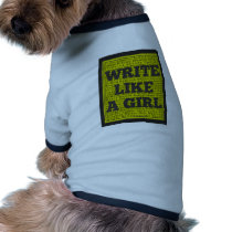 Write Like a Girl Charcoal Doggie Tshirt