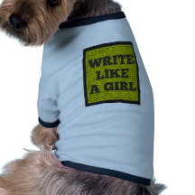 Write Like a Girl Charcoal Doggie Tshirt