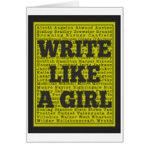 Write Like a Girl Charcoal Greeting Cards