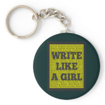 Write Like a Girl Charcoal Keychain