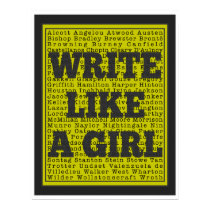 Write Like a Girl Charcoal Print posters