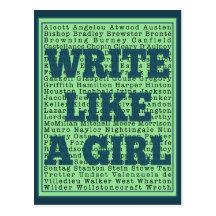 Write Like a Girl Peacock Postcard