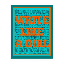 Write Like a Girl Teal Postcard