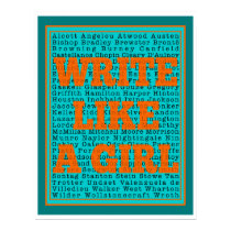 Write Like a Girl Teal Print posters