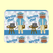Write On! Writer Sock Monkey premium magnets