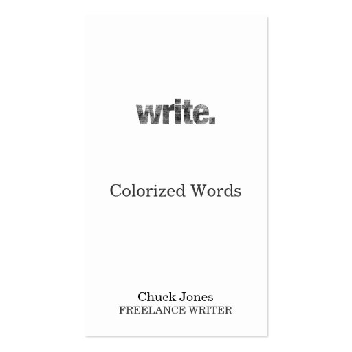 Write: Writer, Freelance Writer, Author Business Card (front side)