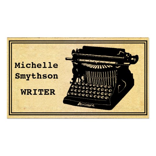 Writer Antique Typewriter Business Card (front side)