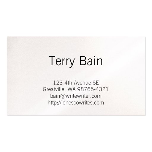 Writer | Author | Text Business Card (back side)