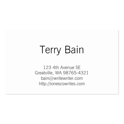 Writer | Author | Text Business Card Templates (back side)