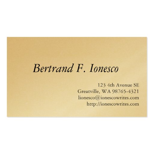 Writer Business Card (back side)