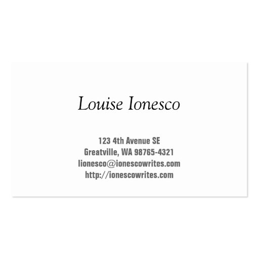 Writer Business Card Template (back side)