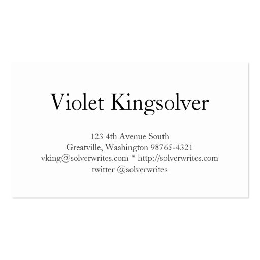 Writer Business Card Templates (back side)