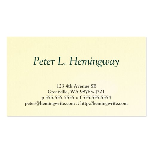 Writer Business Card Templates (back side)