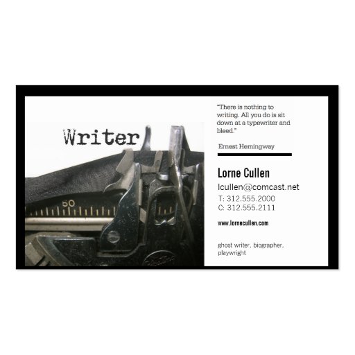 writer business card (typewriter)