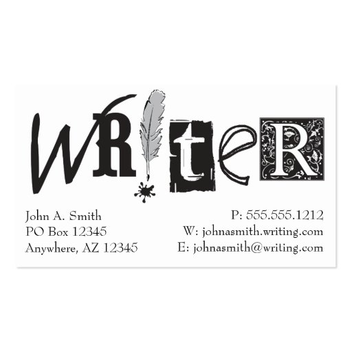 Writer Cards Business Card (front side)