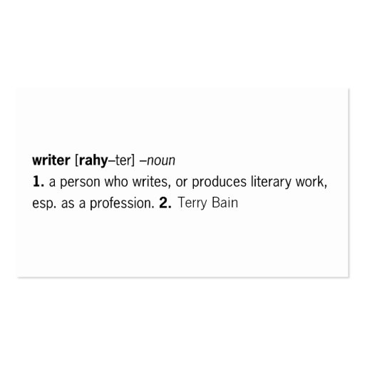 Writer Defined [as You] Business Card (front side)