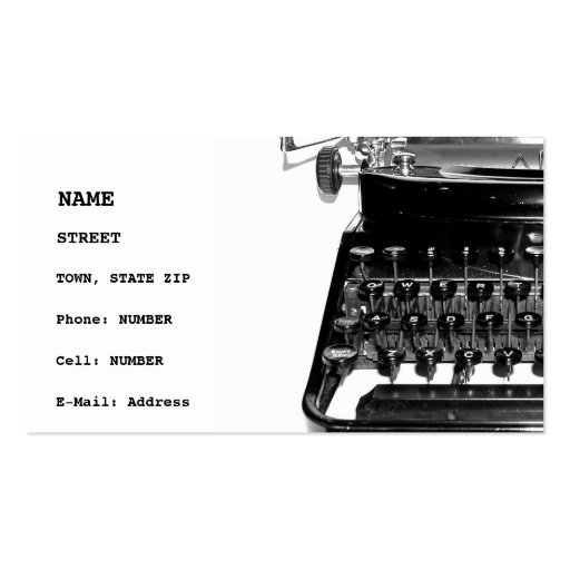 Writer Editor Author Novelist Book Business Card (front side)