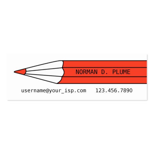 Writer Editor Pencil Business Card Template (front side)