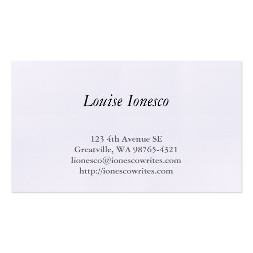 Writer "Embossed Looking" Graphic Business Card Templates (back side)