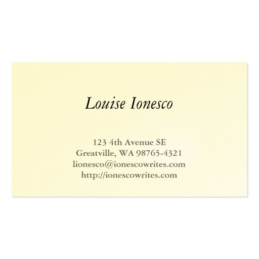 Writer Embossed with Red Pickets Business Card (back side)