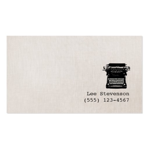 Writer Faux Linen Background Business Card (front side)