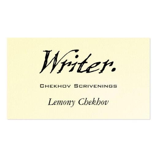 Writer Four Score Business Card (front side)