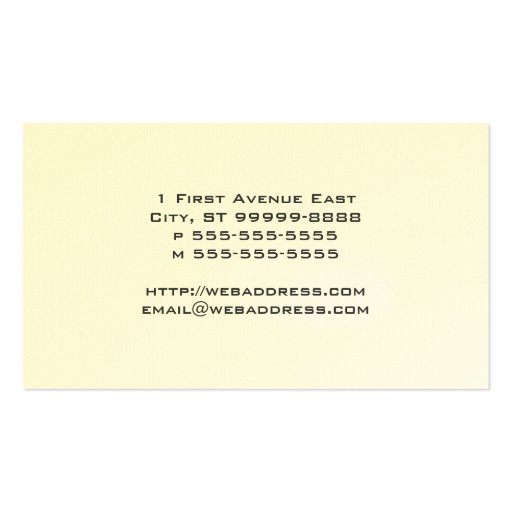 Writer Four Score Business Card (back side)