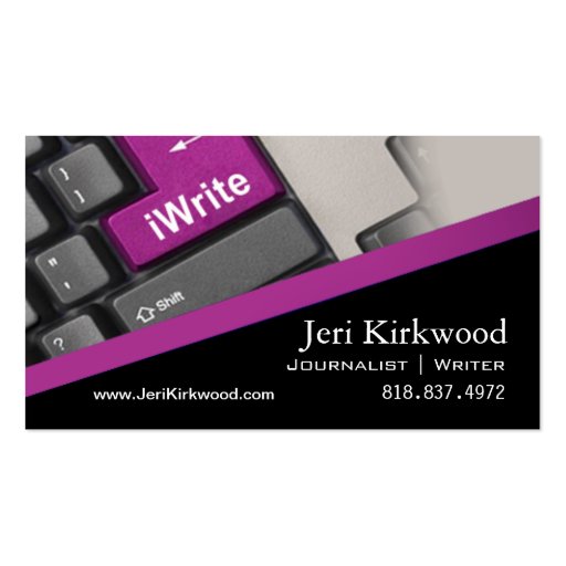 Writer Journalist Author Reporter Novelist Business Cards (front side)