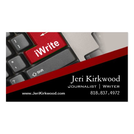 Writer Journalist Author Reporter Novelist Business Cards (front side)