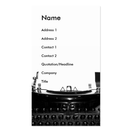 Writer Typewriter Business Card