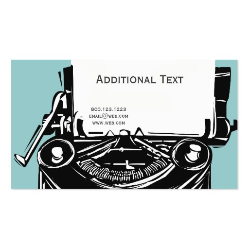 Writer  Vintage Typewriter Business Card Templates (back side)
