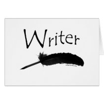 Writer with quill pen greeting card